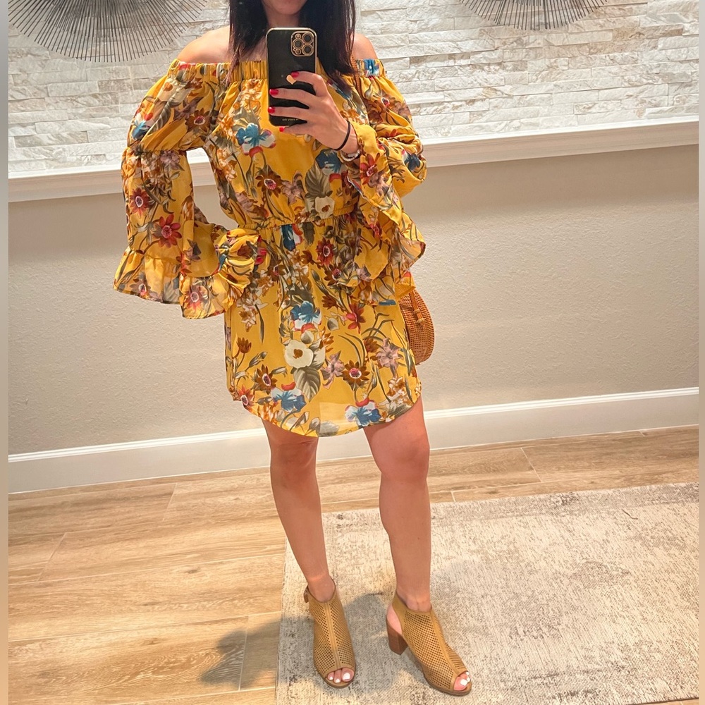 LAST DAY SALE - Yellow Off the Shoulder Dress